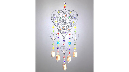 Beaded Heart colored glass chime