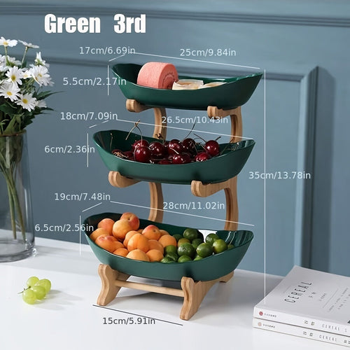 MultiLayer Bamboo Fruit Basket  Snack Tray Set