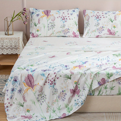 4Piece Floral Bedding Ensemble  Sheets  Pillowcases