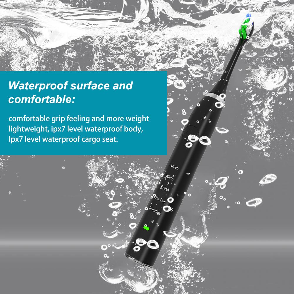 Sonic Electric Toothbrush IPX7 Waterproof Cordless Rechargeable