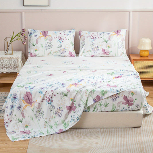 4Piece Floral Bedding Ensemble  Sheets  Pillowcases