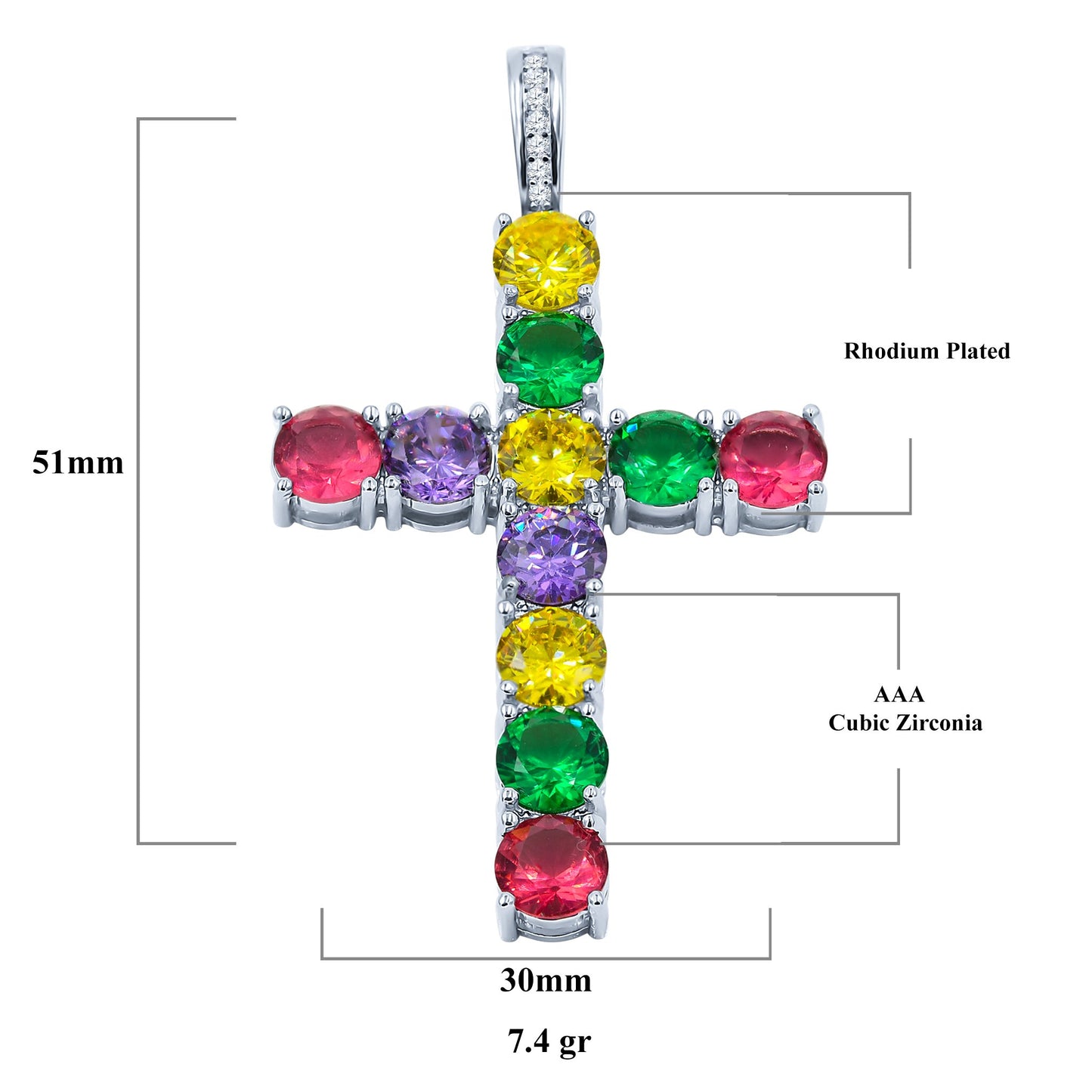 Rainbow Brass Pendant with CZ Stone  | 9126769