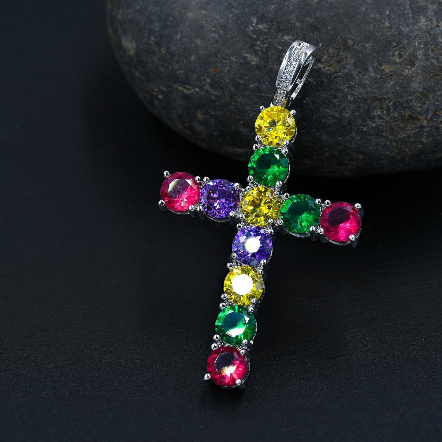 Rainbow Brass Pendant with CZ Stone  | 9126769