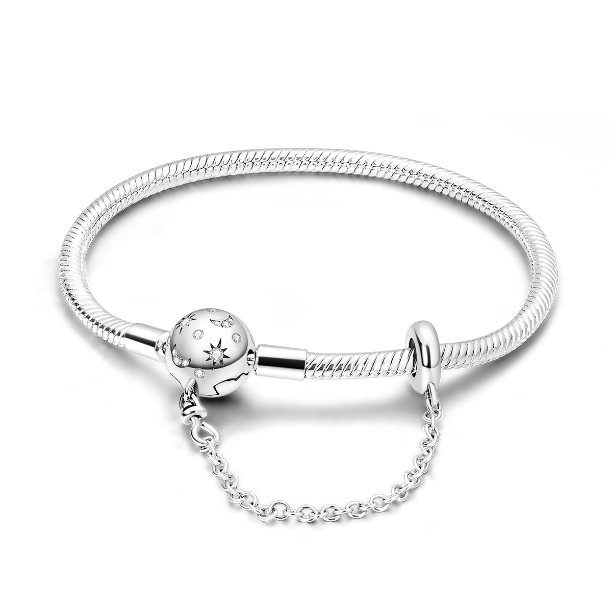 Silver Plated Stars Heart Shape Butterflies Clover Clasp Bracelet for Women Fit Original Charms Beads DIY Making Gift