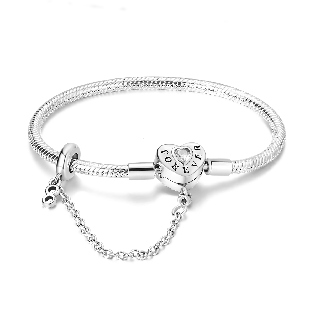 Silver Plated Stars Heart Shape Butterflies Clover Clasp Bracelet for Women Fit Original Charms Beads DIY Making Gift