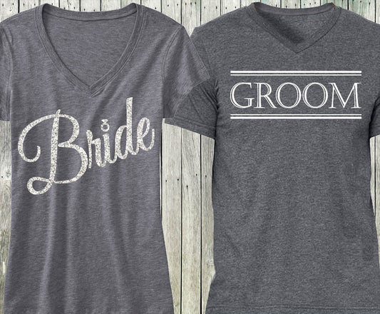 Gray Script Bride Shirt + Gray Groom Shirt SPECIAL