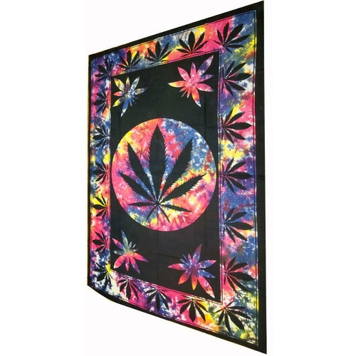 Marijuana Leaf Framed Art Twin Size Tapestry