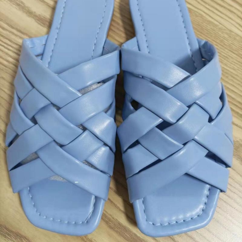 Summer Casual Outdoor Leather Flat Women Sandals Blue/Pink/Beige