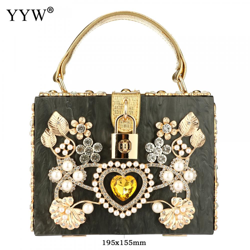 Acrylic Handbags Women 2022 Fashion Flower Shoulder Bags Evening Party