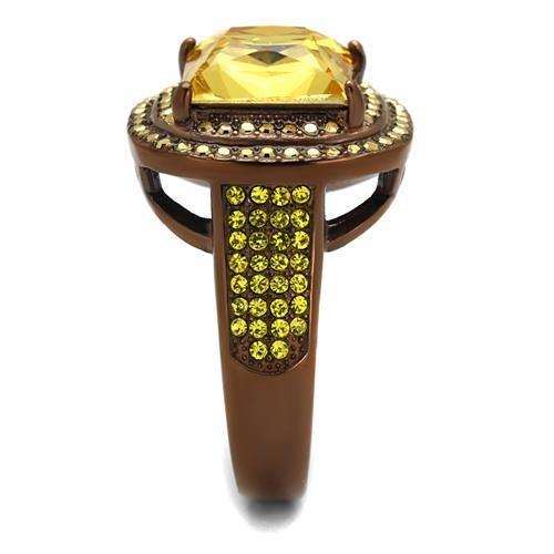 TK2677 - IP Coffee light Stainless Steel Ring with AAA Grade CZ  in