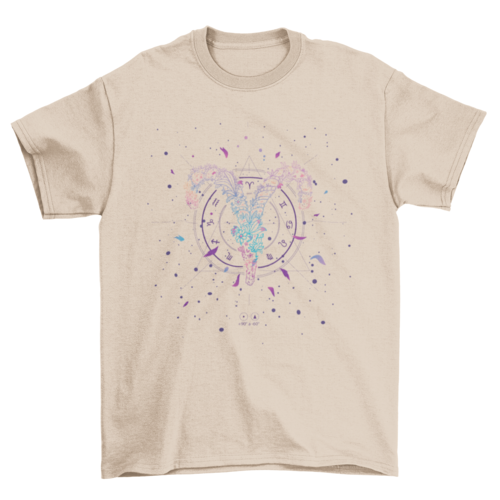 Aries floral zodiac sign t-shirt