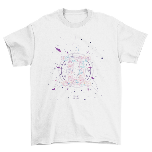 Gemini floral zodiac sign t-shirt