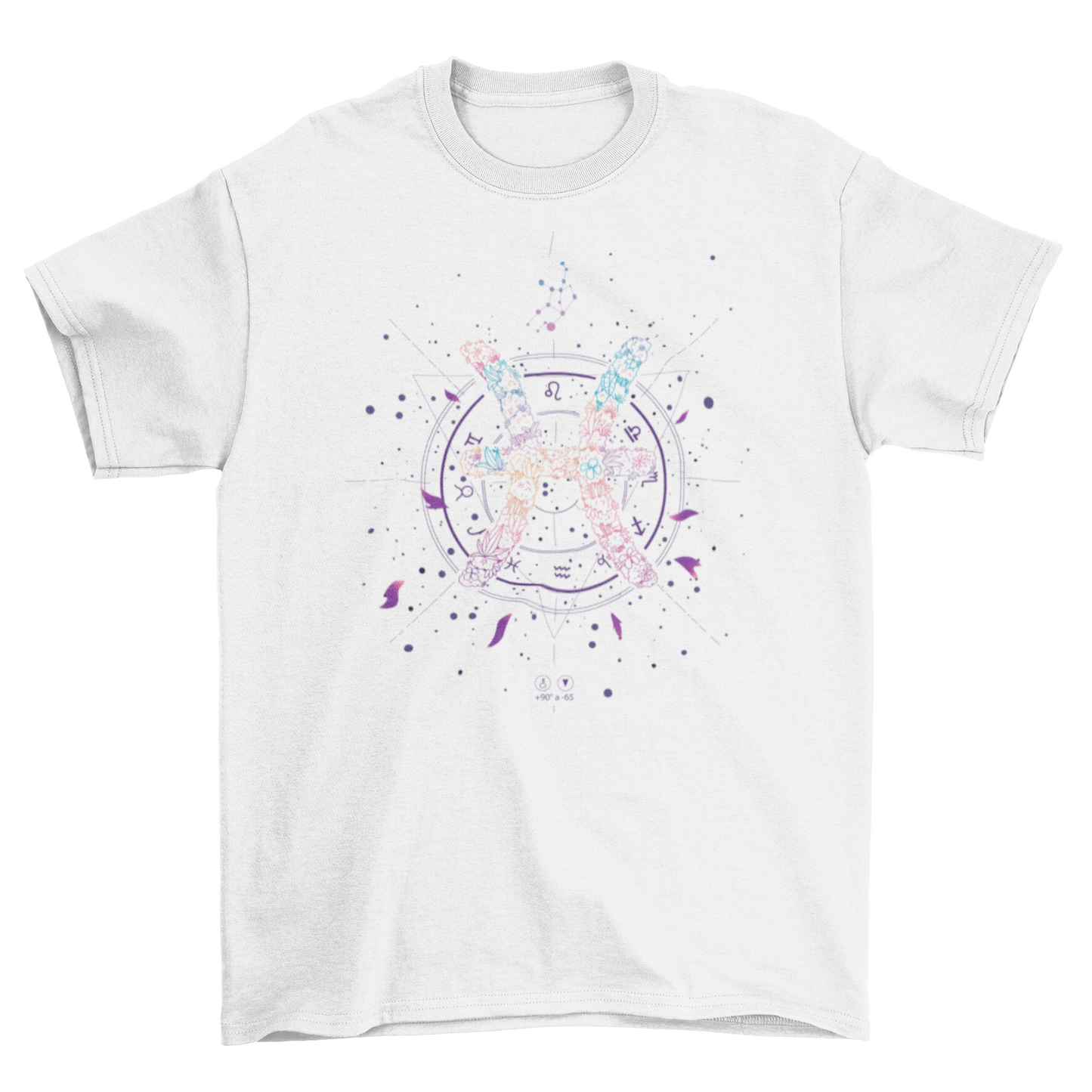 Pisces floral zodiac sign t-shirt design