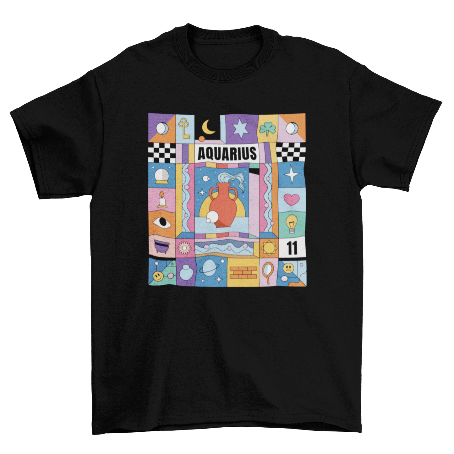 Aquarius colorful zodiac sign t-shirt