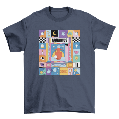 Aquarius colorful zodiac sign t-shirt