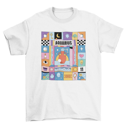 Aquarius colorful zodiac sign t-shirt