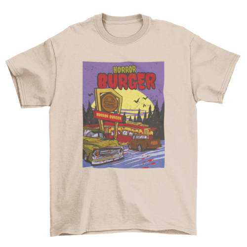 Cool Horror Car diner Covered Blood restaurant quote "Horror burger"