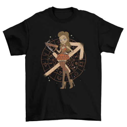 Sagittarius zodiac girl steampunk t-shirt