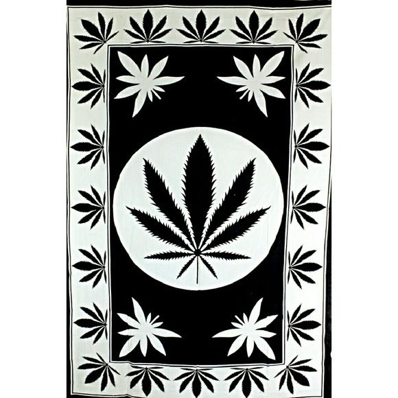 Marijuana Leaf Framed Art Twin Size Tapestry