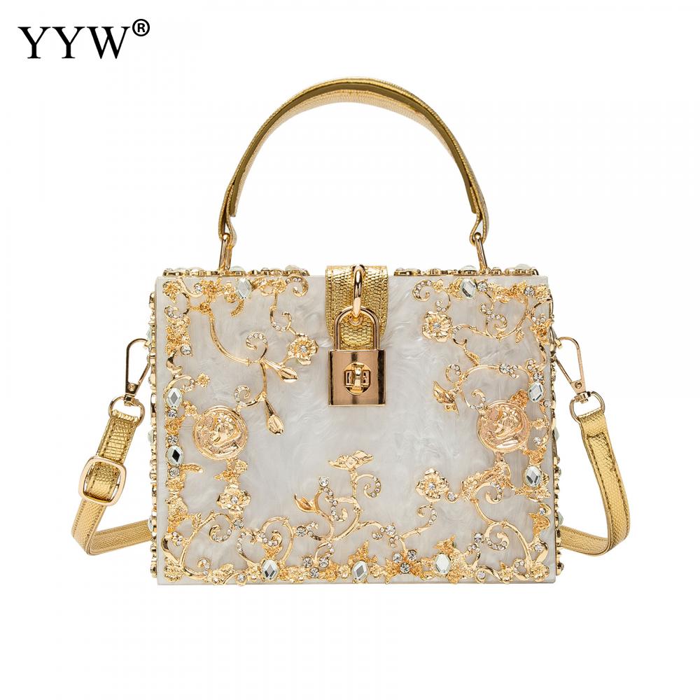 Acrylic Handbags Women 2022 Fashion Flower Shoulder Bags Evening Party