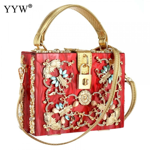 Acrylic Handbags Women 2022 Fashion Flower Shoulder Bags Evening Party