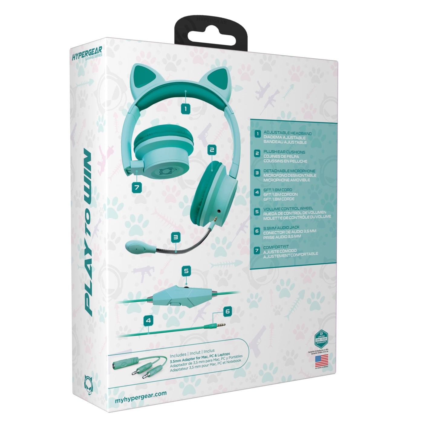 HyperGear Kombat Kitty Gaming Headset with Detachable Mic