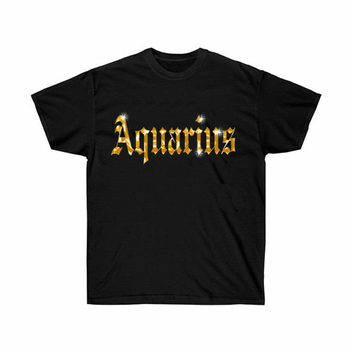 Golden Aquarius Horoscope Black T-Shirt