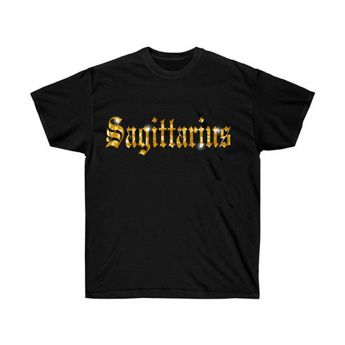 Golden Sagittarius Horoscope Black T-Shirt