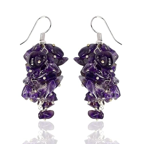 Amethyst Natural Chip Beads Earrings for Women, Girls (Color : Purple)