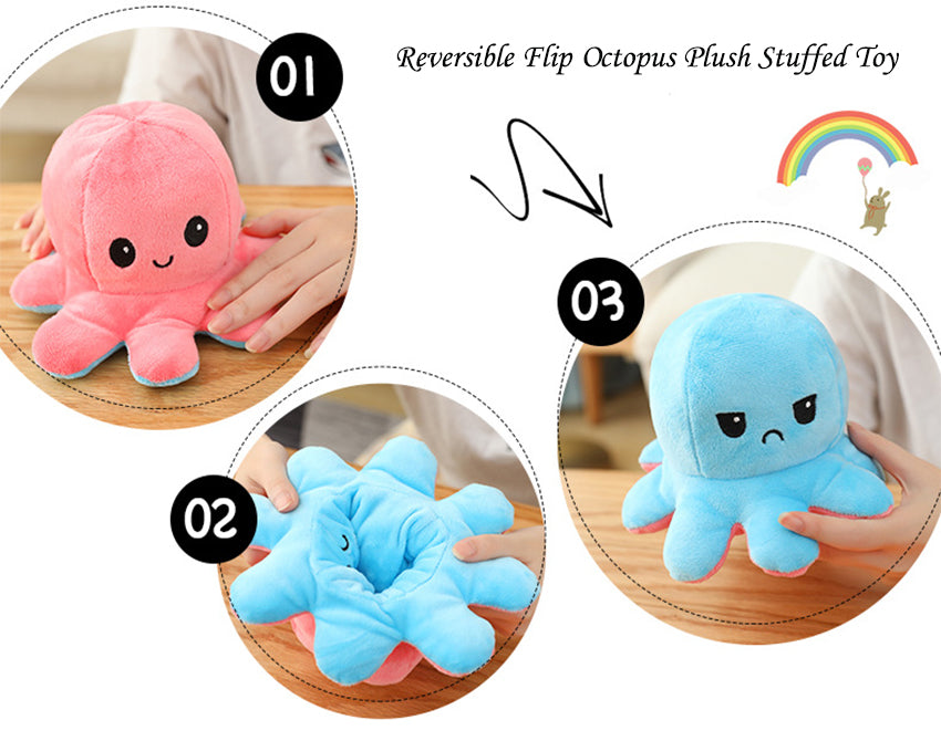 Reversible Flip Octopus Stuffed Plush Doll Soft