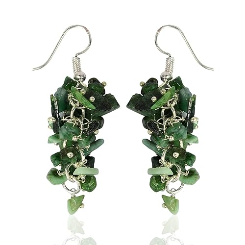 Natural Chip Emerald Crystal Stone Earrings for Girls and Women