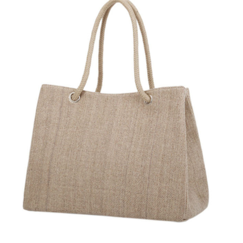 Solid Woven Stylish Collapsible Handbag - Khaki or Black