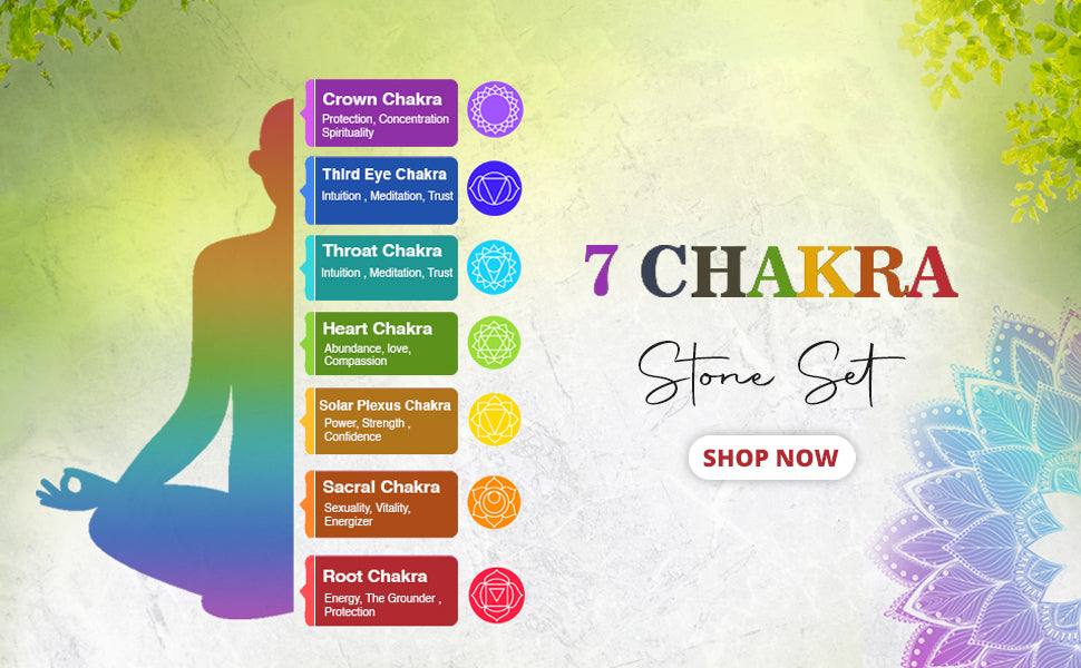 7 Chakra Symbol Engraved Set Healing Gemstone for Reiki Healing