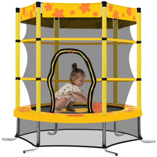 55 Inch Kids Trampoline with Safety Enclosure Net Outdoor Trampoline