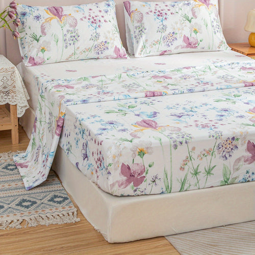 4Piece Floral Bedding Ensemble  Sheets  Pillowcases