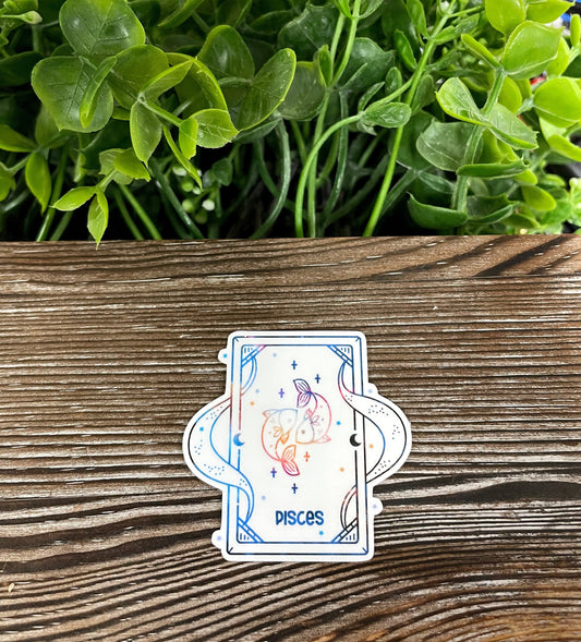 Pisces Zodiac Tarot Card Sticker |Sticker or Magnet