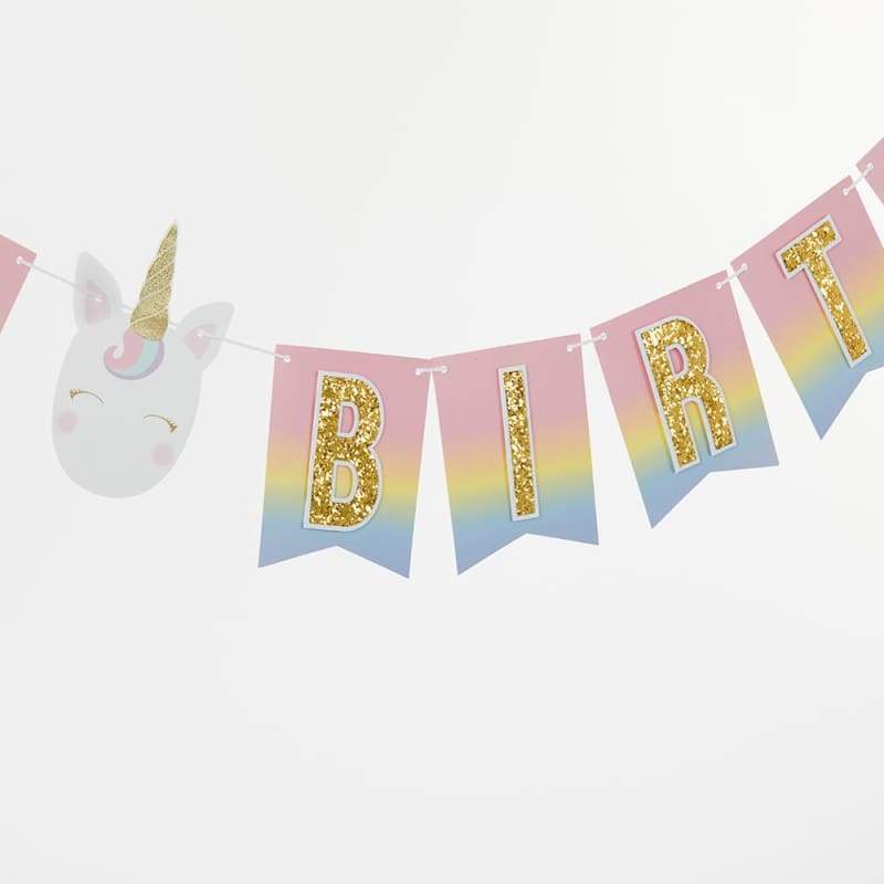 Gold Glitter Unicorn Happy Birthday Décor Kit