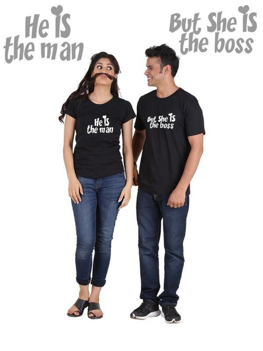 He is the Man, She is the Boss (Classic) Classic Couple T-Shirt