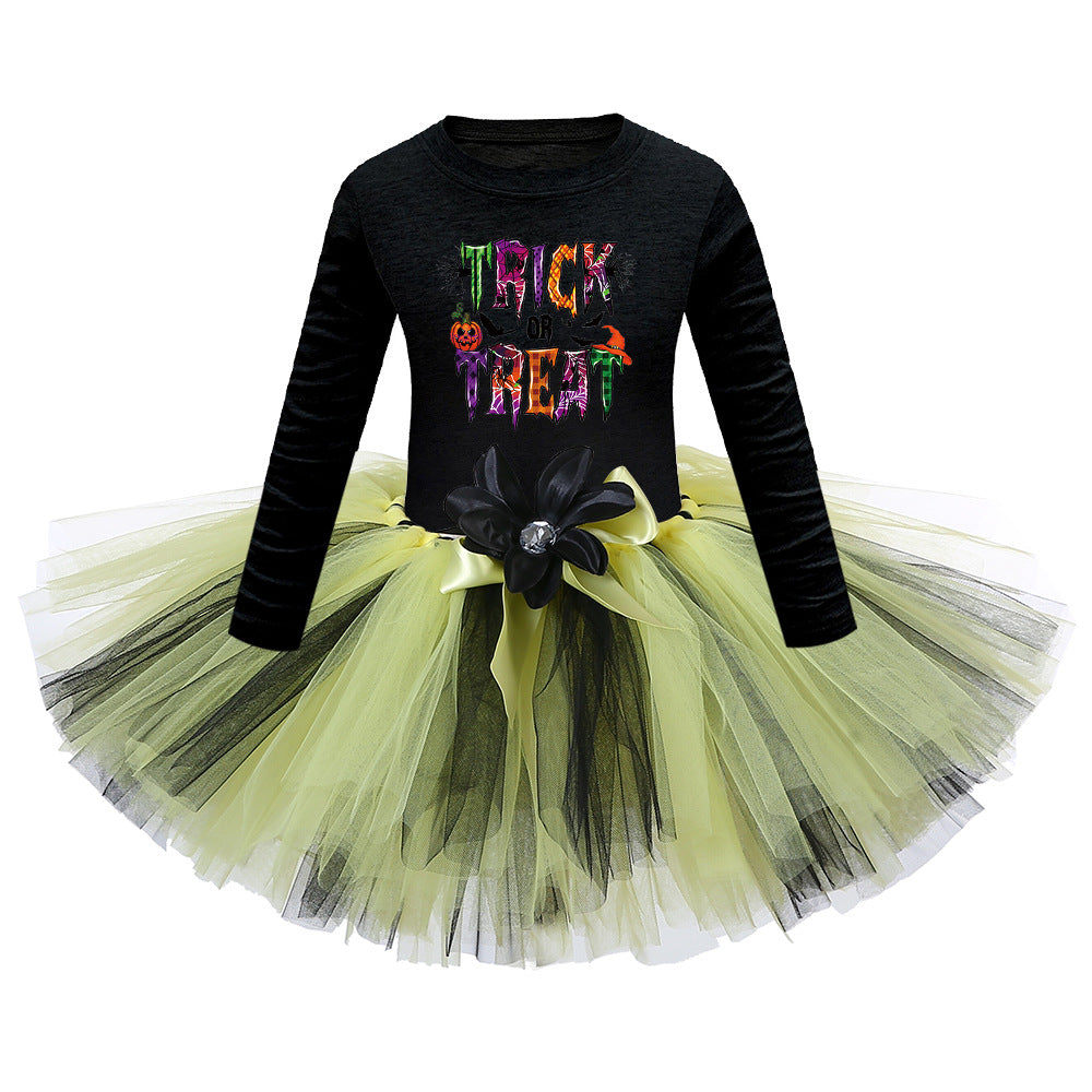 Arrival Girls’ Halloween Costume: Long Sleeves Cartoon Print Witches