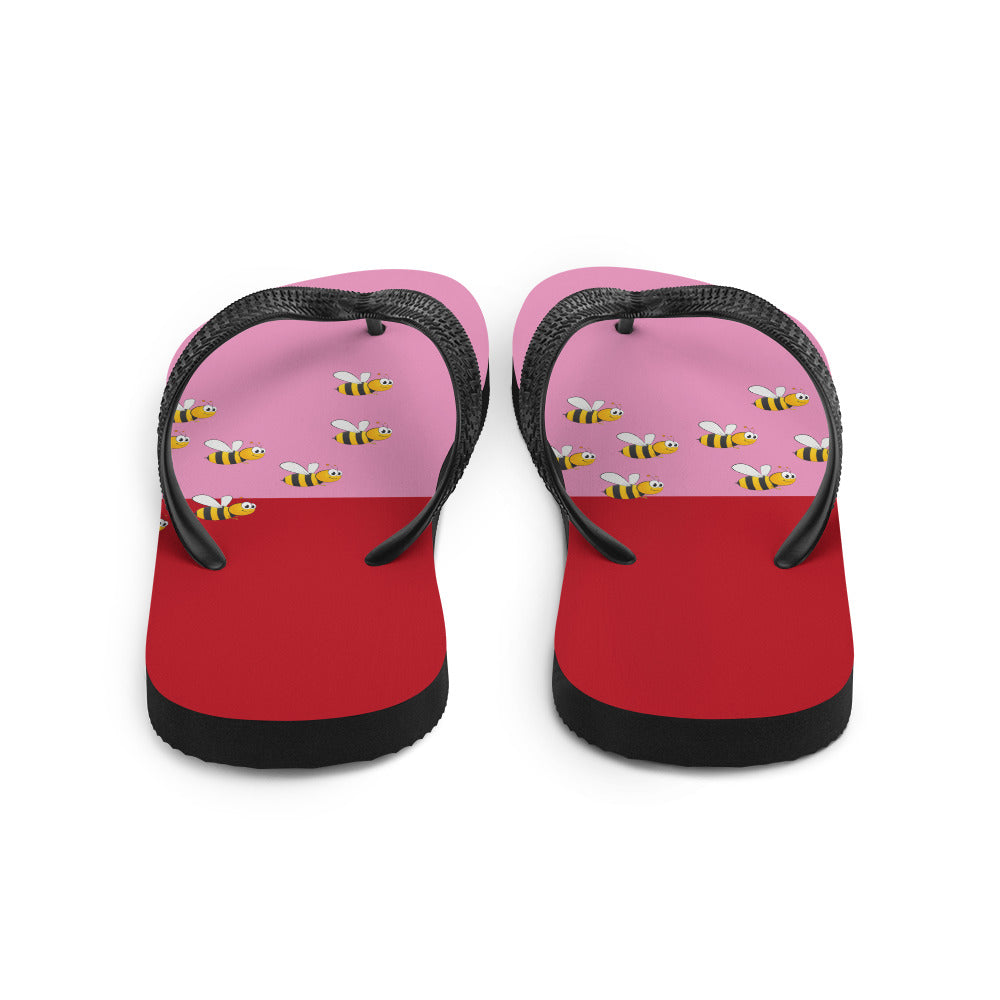 Pink and Red Bee Flip-Flops Adult and Child Flip Flop