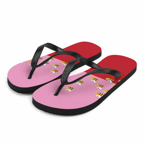 Pink and Red Bee Flip-Flops Adult and Child Flip Flop