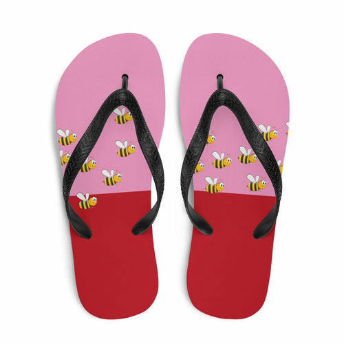 Pink and Red Bee Flip-Flops Adult and Child Flip Flop